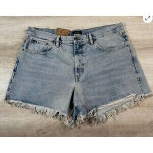 Polo Ralph Lauren Womens Denim Shorts Blue 34 Distressed Sophia Cut Off